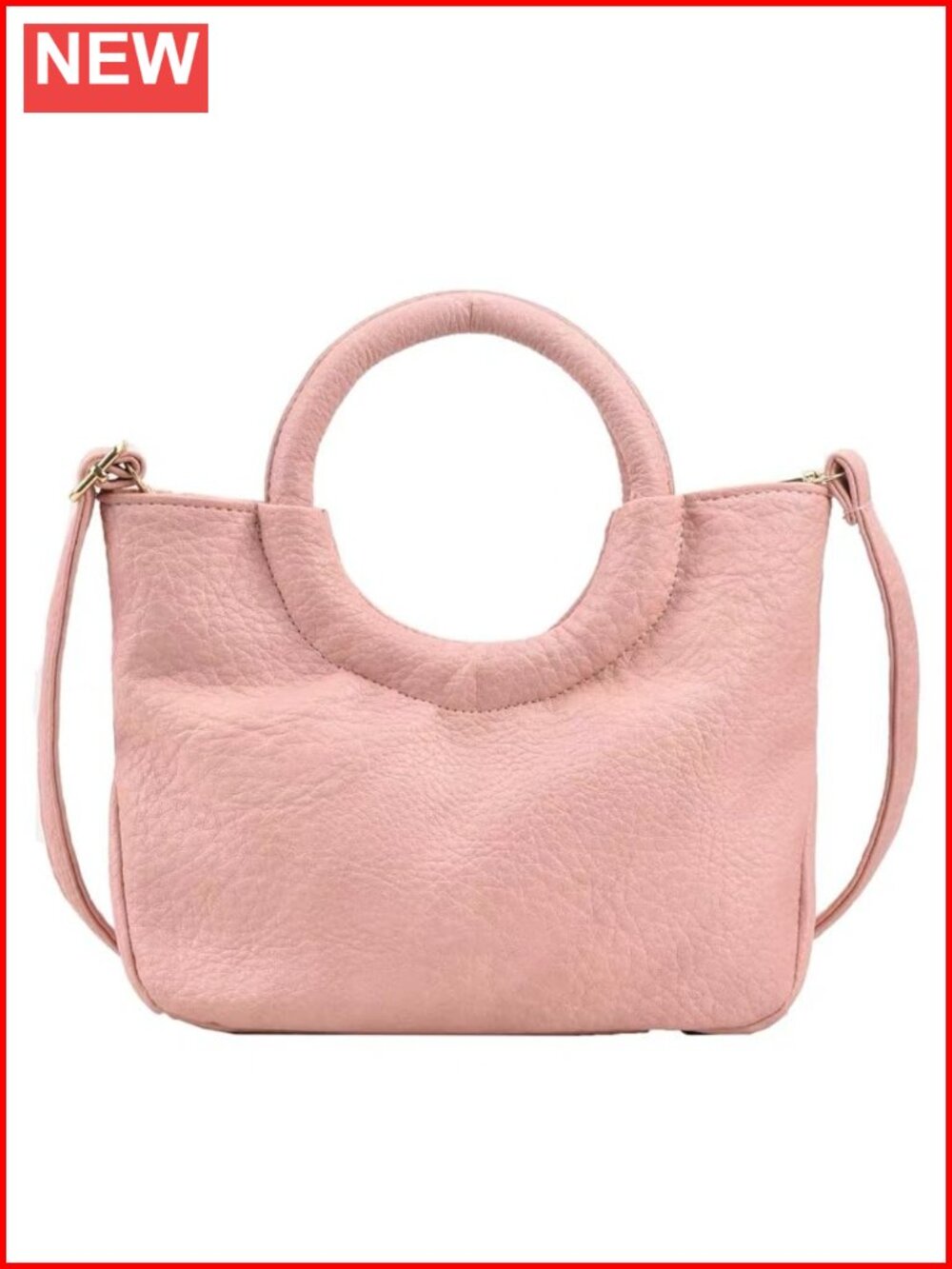 Woven Handle PU Leather Crossbody Hobo Bag Chic Clutch Crescent Purse